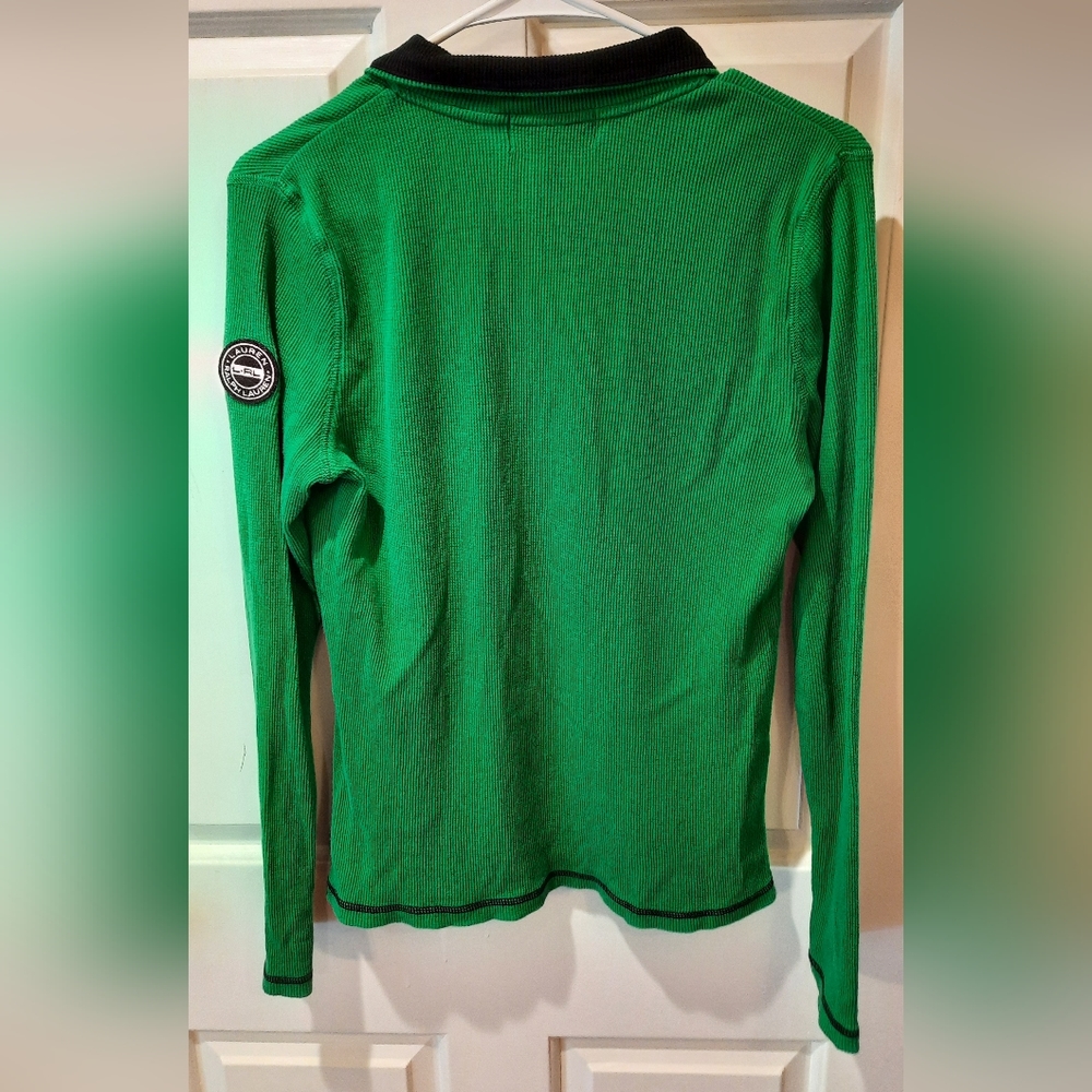 Lauren Active Ralph Lauren Top Large Green 1/4 Zip Lightweight Activewear Preppy - Picture 6 of 10